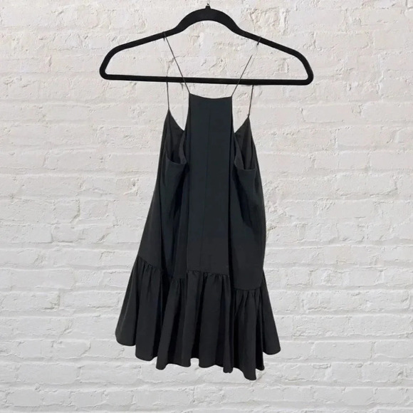 Tibi 100% Silk Ruffle Peplum Black Cami Tank Top Size 00 XXS - Picture 3 of 8